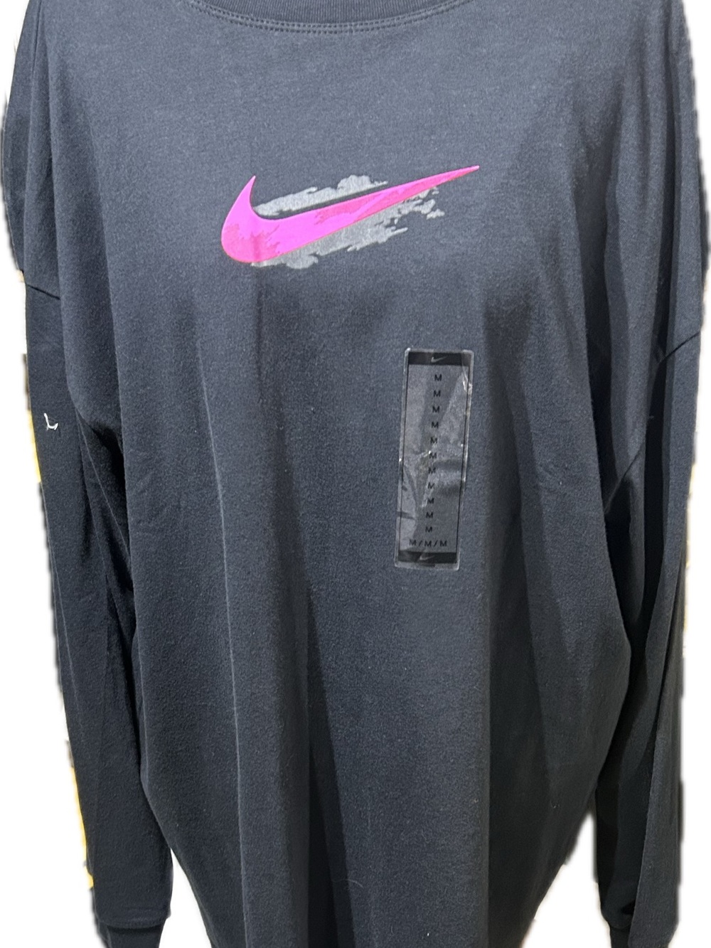 Nike Black Long Sleeve Tee with Hot Pink Swoosh